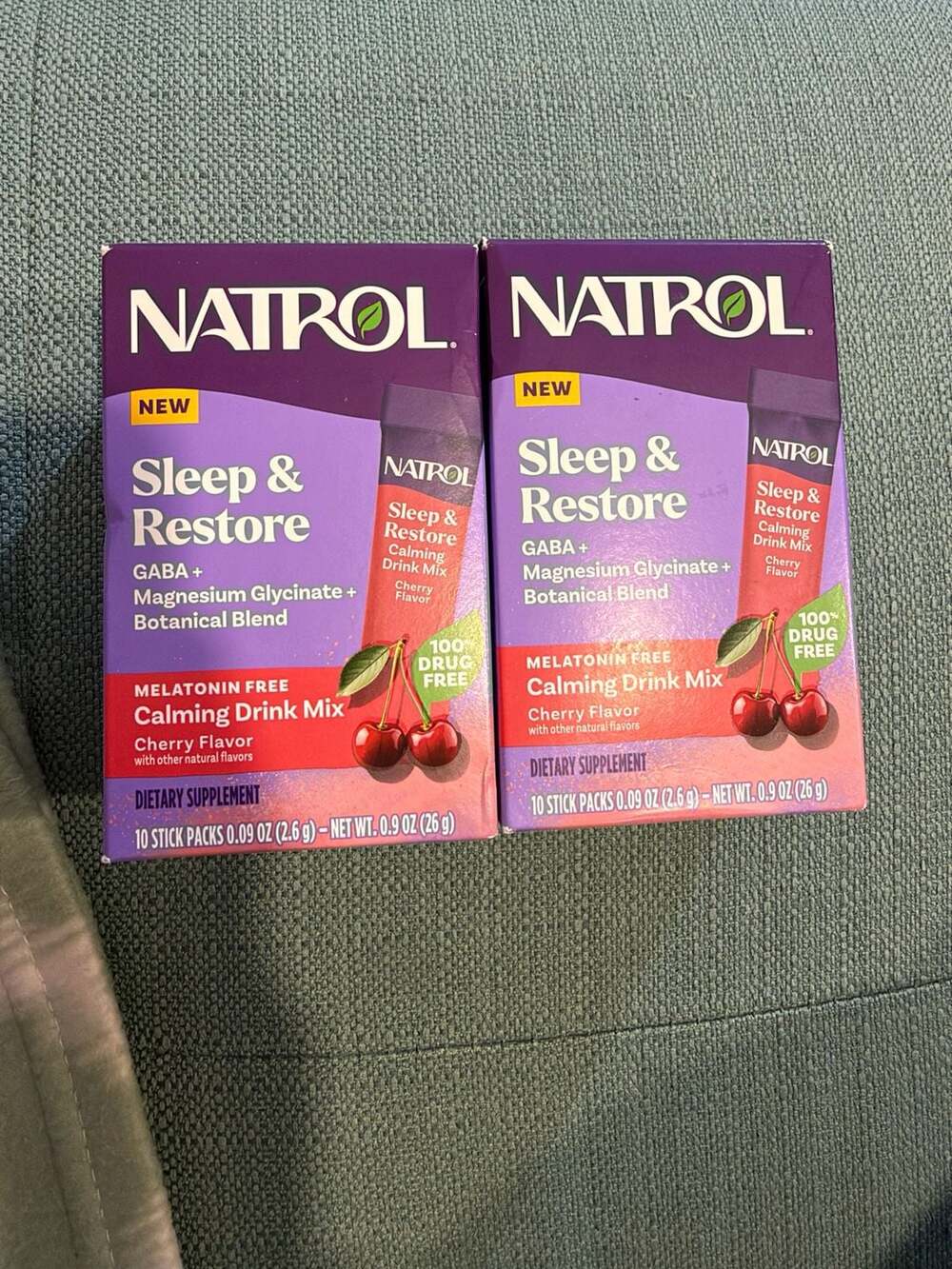 Natrol Sleep & Restore Calming Drink Mix Cherry 10 Stick Packs 2 Pack
